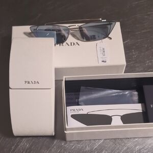 Prada Black and Silver Men's Sunglasses